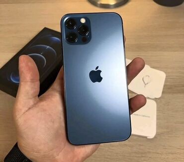 apple: IPhone 12 Pro, Б/у, 128 ГБ, Синий, Защитное стекло, Чехол, 87 %