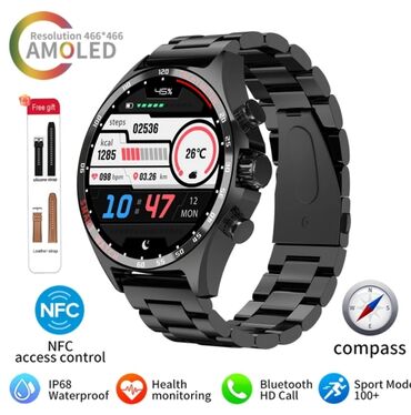 stoni fudbal: SK27 Smartwatch – Bluetoth,NFC,Kompas,AI Voice Sat je crne boje sa