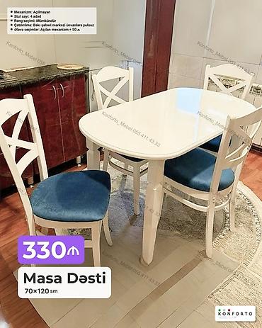 Masa Dəsti – 70×120 sm - Komplekt: 1 ədəd masa + 4 ədəd stul - Ölçü
