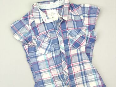 koszula bialo czarna w krate: Shirt 13 years, condition - Good, pattern - Cell, color - Light blue