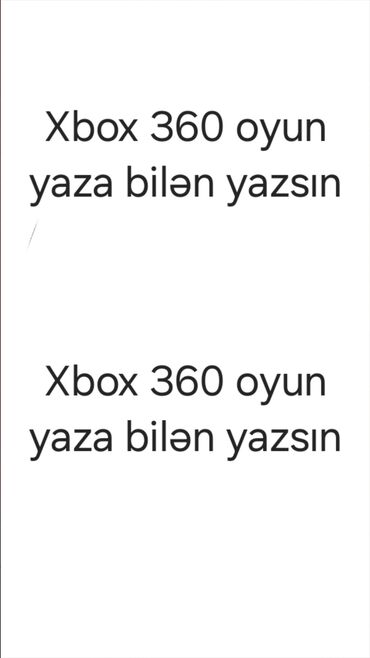xbox 360 ucuz: Xbox 360 oyun yaza bilən mənə yazsın

Whatsapp-a da yaza bilərsiz