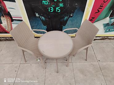 balkon stol stul: Новый, Круглый стол, 2 стула, Нераскладной, Со стульями, Пластик, Турция — 3