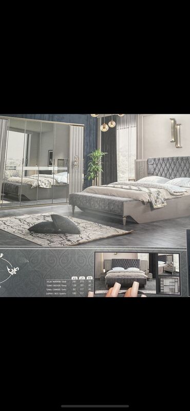 metbex ucun stol ve stullar: İkinəfərlik çarpayı, Dolab, Komod, 2 tumba, Yeni