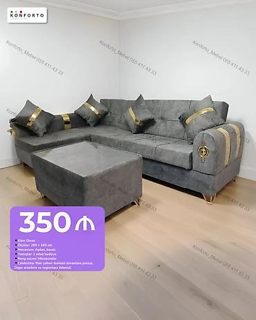 Divan və masa dəstləri: Məhsul: Künc divan dəsti - Ölçü: 260 x 160 sm - Mexanizm: Açılan — 1