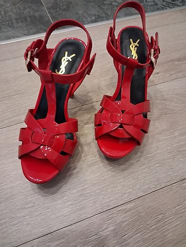 Босоножки, сандалии, шлепанцы: Босоножки, 36, Yves Saint Laurent, Новый, цвет - Красный, Самовывоз — 1