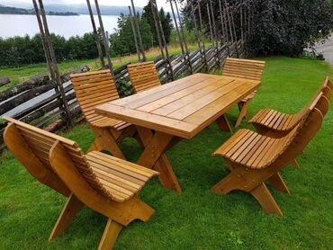 Bağ, çöl masa və oturacaq dəstləri: Yeni, Dördbucaq masa, 6 stul, Açılmayan, Stullar ilə, Taxta, Azərbaycan — 9