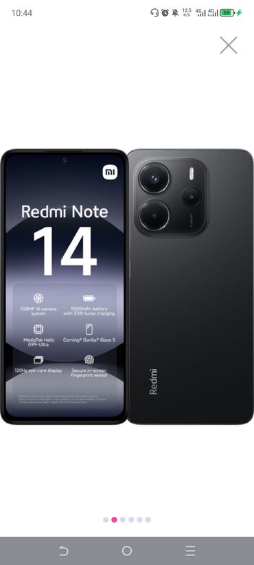 xiaomi redmi 10: Redmi Note 14, 128 ГБ, цвет - Черный, Гарантия, Сенсорный, Отпечаток пальца