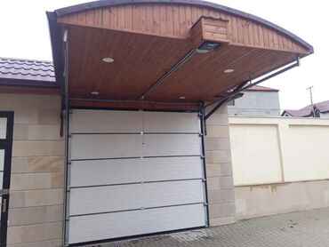 Qaraj darvazaları: Dəmir Qaraj darvazası, Seksional, Avtomatik, rəng - Qəhvəyi, Qapı ilə — 21