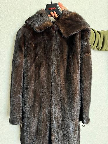 пух норки: Шуба, Норка, По колено, С капюшоном, 2XL — 2