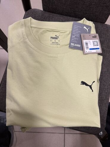 Футболки: Новая футболка Puma светло-зеленого цвета с короткими рукавами и
