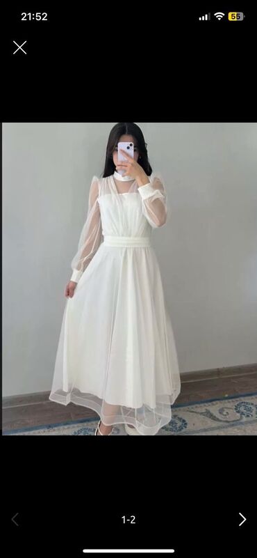 сшить свадебное платье: Новое белое вечернее платье!700 сом🤍 размер 42-44🫶🏻