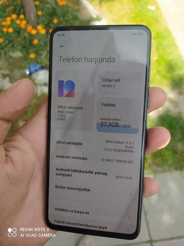 Elektronika: Xiaomi Mi Mix 3 | 128 GB | rəng - Qara 
 | Barmaq izi, Simsiz şarj, İki sim kartlı