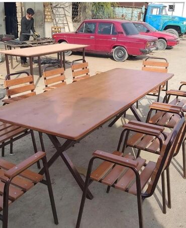 Bağ, çöl masa və oturacaq dəstləri: Bag heyet stol stlu cixdi satiwa toz boya ile kiraskalanir 4 neferik — 29