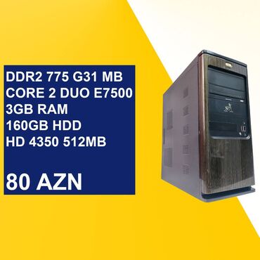 windows 10: Sistem Bloku "Qori DDR2 G31 775 E7500 HD 4350” ⭐Tək Sistem Bloku – 80