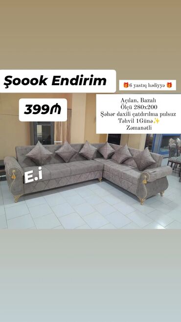 Masalar və oturacaqlar: Künc divan, Açılan, Bazalı, Şəhərdaxili pulsuz çatdırılma