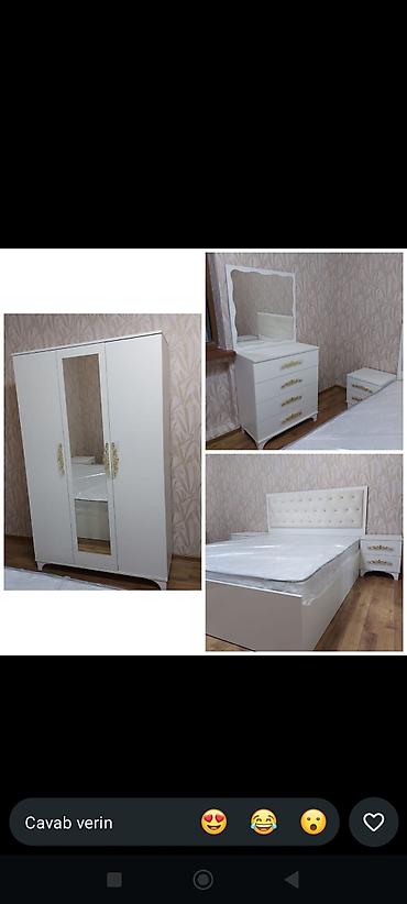 Yataq otağı mebel dəsti 650₼ matras hədiyyə 🎁 - Rəng: ağ, qızılı