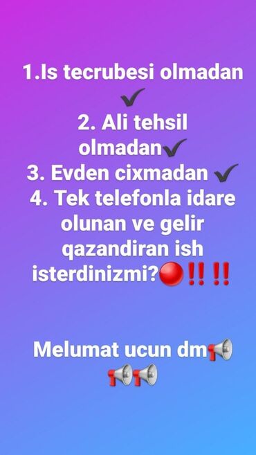 bu günə olan is elanlari: Marketoloq tələb olunur, Onlayn iş, İstənilən yaş, Təcrübəsiz