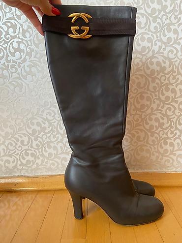 Çəkmələr: Uzunboğaz, Gucci, Ölçü: 37.5, rəng - Qəhvəyi, İşlənmiş — 3