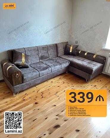 Mebel: Künc divan – La Mini - Ölçülər: 260 × 160 sm - Mexanizm: açılan — 1