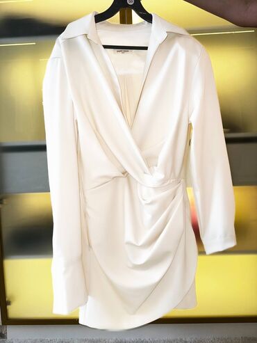 белая платья: Вечернее платье, Короткая модель, С рукавами, S (EU 36)