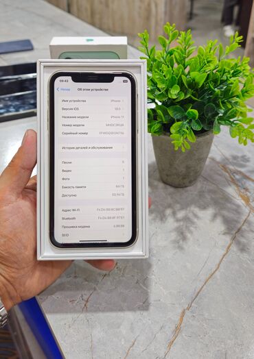 ноутбуки apple бишкек: IPhone 11, Колдонулган, 64 ГБ, Ак, Куту, 75 %