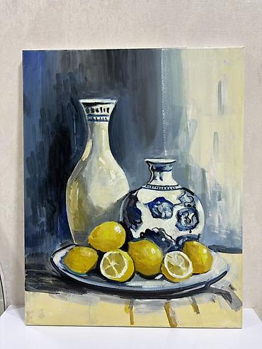 dekor güldan: 🎨 Əl işi natürmort rəsm – Satılır Zövqlə işlənmiş, dekorativ — 1