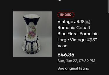 Ostali antikviteti: Vaza Cluj Napoca porcelan,kobalt rucno oslikana iz 70ih. Vaza je — 2