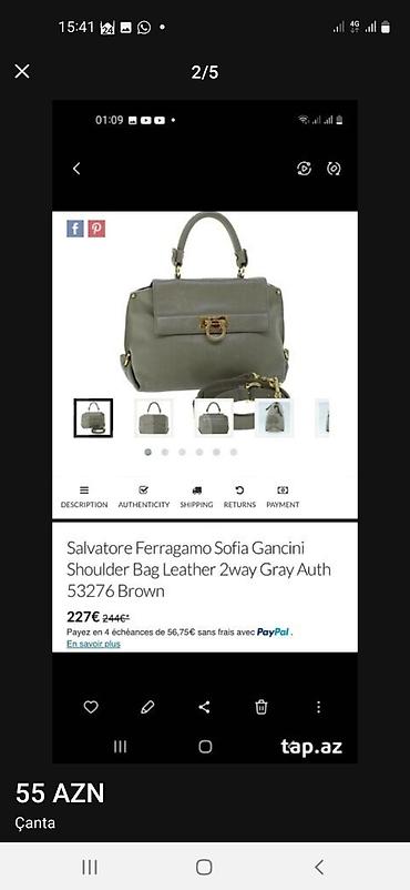Çantalar: Salvatore Ferragamo qadın əl çantası - Rəng: taupe/boz-qəhvəyi - — 4