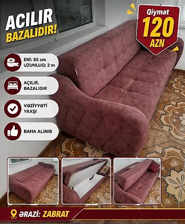 divan satisi: Aynur92👑kod5846 Qiymət: 120 AZN Divan satilir Eni: 85 sm Uzunluğu: 2 m — 1