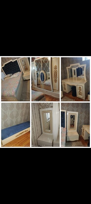 Yataq otağı dəstləri: 2 təknəfərlik çarpayı, Dolab, Komod, Termo, Azərbaycan, İşlənmiş