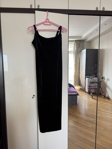 Ziyafət donları: Qadın gecə/libas dəsti 1) Göy rəngli maxi paltar + şifon şal - Göy — 8