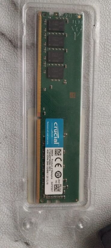 Masaüstü kompüterlər və iş stansiyaları: Operativ yaddaş (RAM) Crucial, 4 GB, 2666 Mhz, DDR4, PC üçün, Yeni