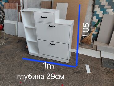 шкафы рассрочка: Кире бериш үчүн гарнитур, Жаңы, Бут кийим тарткыч, ДСП, Акысыз жеткирүү, түсү - Ак