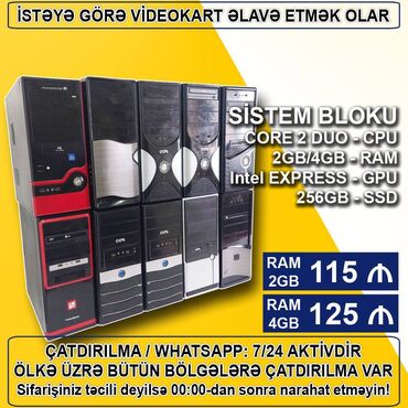 ddr2 2gb ram: Sistem Bloku "Core 2 Duo/2-4GB Ram/256GB SSD" Ofis üçün Sistem Bloku