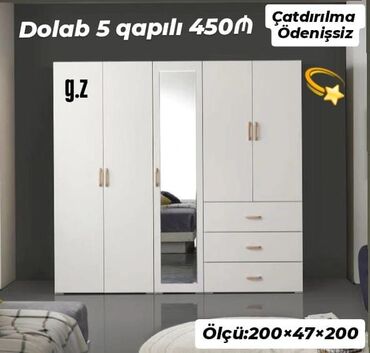 qapi ikinci əl: Yeni, Açılan, 5 qapı Düz dolab, Qarderob, paltar dolabı, Azərbaycan