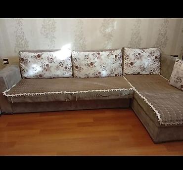 Divan satılır. - L‑şəkilli, açılan və bazalı model - Yumşaq parça