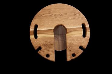 Журнальные столы: Столик для кальяна из натурального дерева - Функциональный круглый — 8