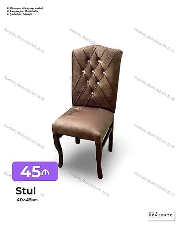 Stul – 40×45 sm - Klassik dizaynlı, yumşaq parça üzlü oturacaq və bel lalafo.az -da Stul – 40×45 sm - Klassik dizaynlı, yumşaq parça üzlü oturacaq və bel