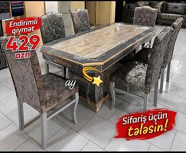 yazi formalari: Yemək otağı dəsti – 1 masa + 6 stul - Dizayn: Klassik-elit üslubda — 1