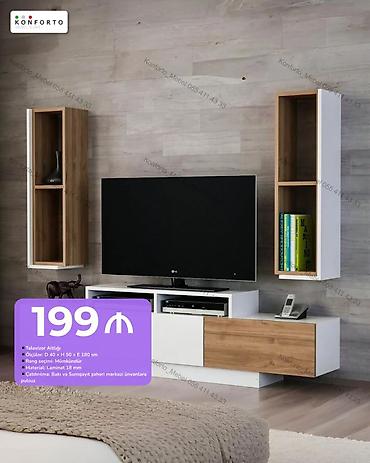 Televizor altlığı və divar rəf dəsti - Ölçülər: Dərinlik 40 sm ×