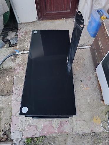 ev telefon altligi: Qara şüşə TV stendi - 3 mərtəbəli konstruksiya: üst panel + iki alt — 5