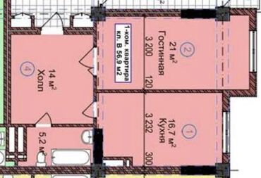 арт сити: 1 комната, 57 м², Элитка, 9 этаж, ПСО (под самоотделку)