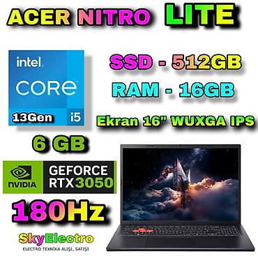 msi notebook: Yeni Acer Nitro, 16 ", Intel Core i5, 512 GB, Ödənişli çatdırılma, Rayonlara çatdırılma, Ünvandan götürmə — 1