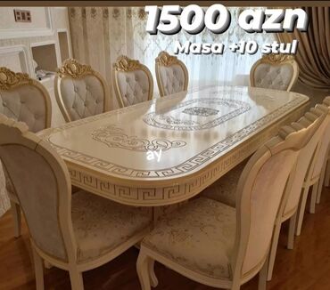 ikinci əl oturacaq: Qonaq otağı üçün, Yeni, Açılmayan, Dördbucaq masa, 10 stul, Azərbaycan