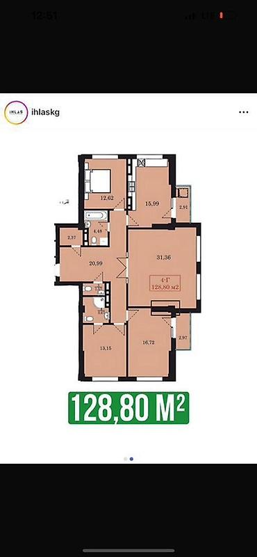 3 3: 3 комнаты, 129 м², Элитка, 12 этаж, ПСО (под самоотделку) — 1
