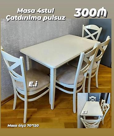 mdf panel: Mətbəx üçün, Yeni, Açılmayan, Dördbucaq masa, 4 stul — 2