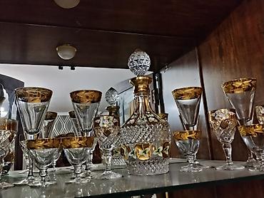 xrustal stakan: Kristal dekanter və qədəh dəsti - Klassik üslubda kristal dekanter və — 1