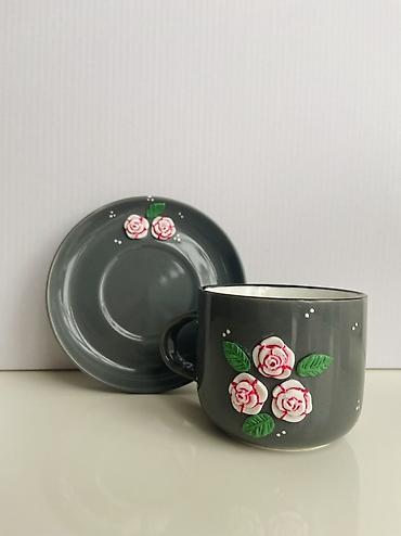 sərv: Çay dəsti, rəng - Boz, Keramika — 4