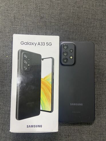 а3: Samsung Galaxy A33 5G, Б/у, 128 ГБ, цвет - Черный, 2 SIM