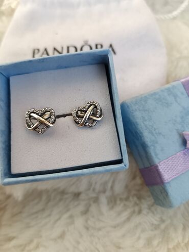 srebrne ravne sandale: Screwback earrings, Pandora, Material: Silver